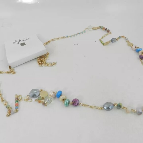 STYLE & CO Gold-Tone Multi-Bead Long Strand Necklace, 42" + 3" extender - Picture 2 of 2